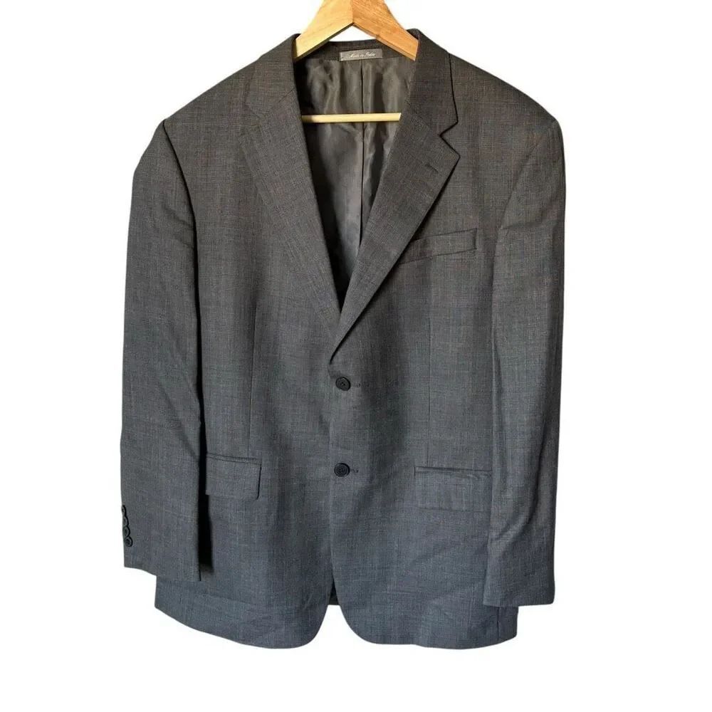 Vtg Oscar de la Renta Men’s Gray Wool Cashmere Button Blazer Size 42R Glen Plaid - Picture 1 of 7